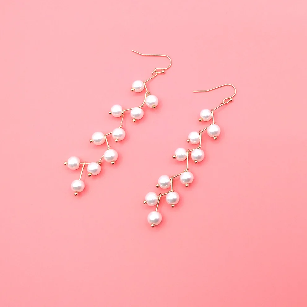 Модные элегантные серьги с искусственным жемчугом золотистого цвета Жемчужная