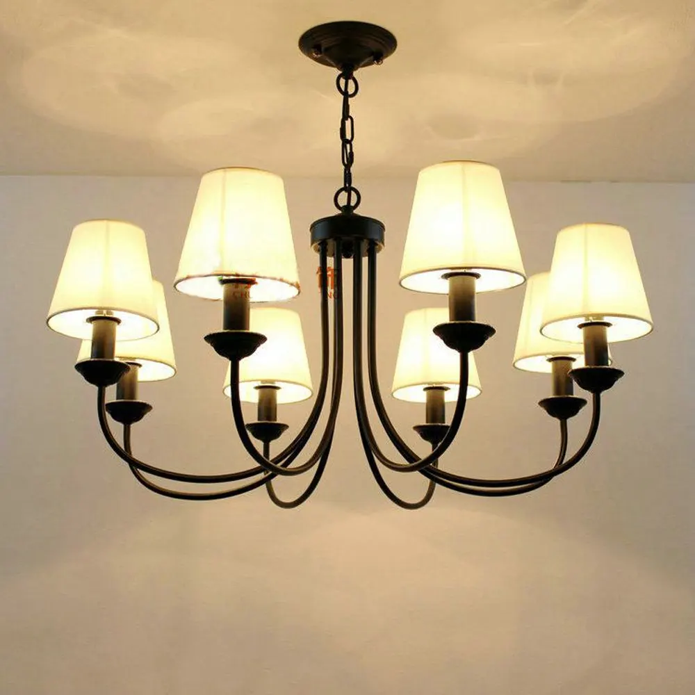 Средиземноморские черные окрашенные железные люстры для гостиной романтическая