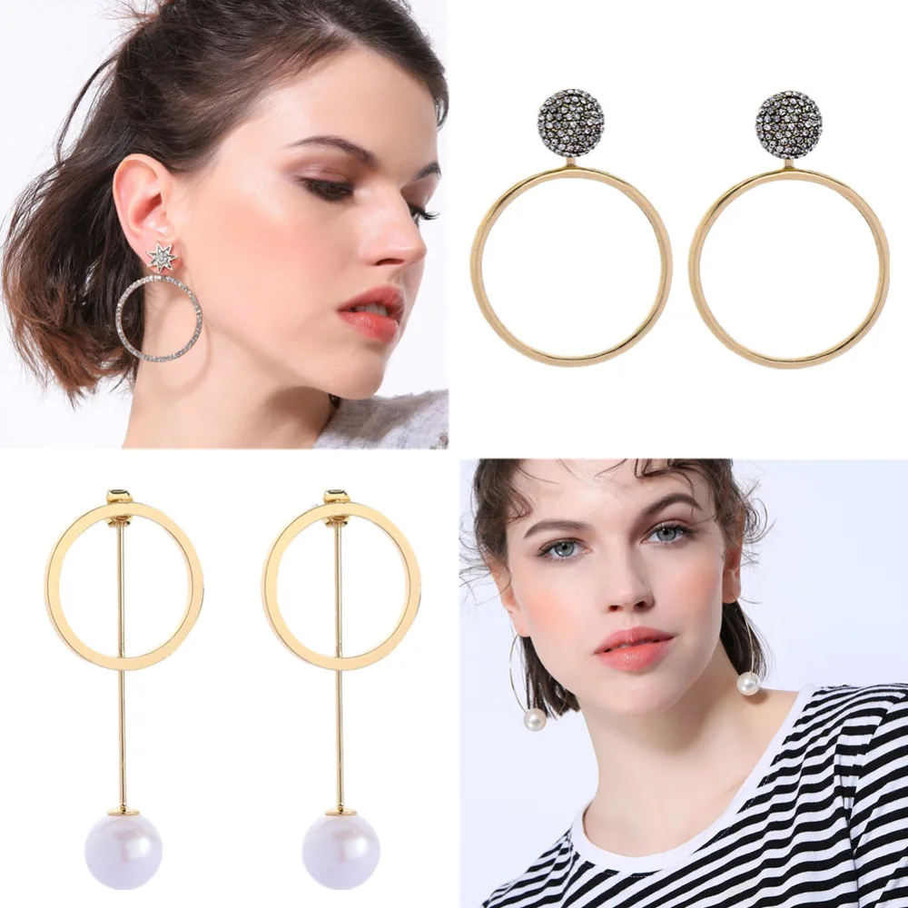 1 пара элегантные круглые жемчужные Висячие серьги ювелирные изделия Звезда