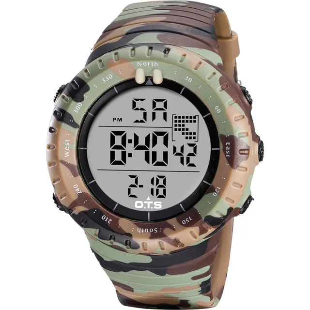 army yellow white 5 штук в партии, OTS 7005, Мужские Цифровые спортивные часы для дайвинга, 50 м, водонепроницаемые армейские военные часы, мужские Модные Повседневные часы - Цвет: army yellow white