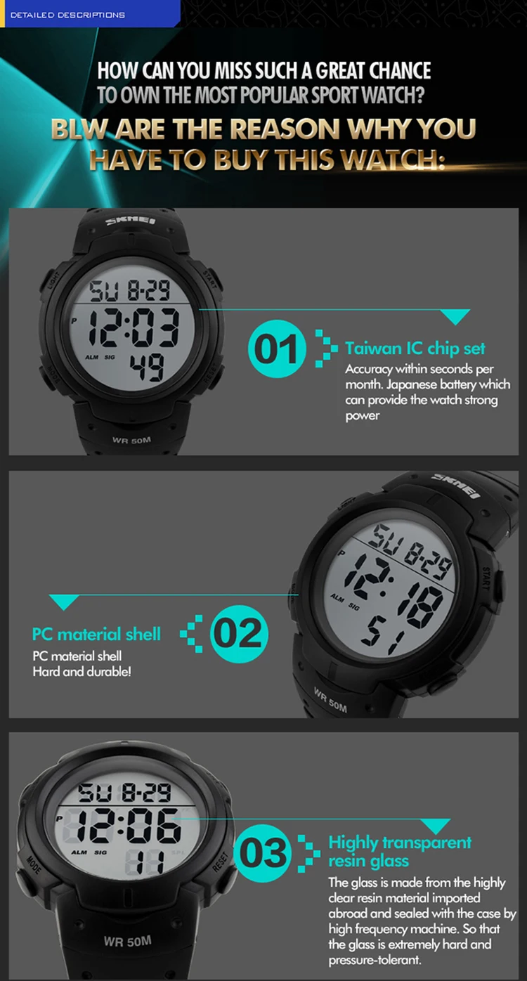 Лидер продаж бренд SKMEI1068 Модные мужские спортивные часы Chronos обратного отсчета мужские водонепроницаемые светодиодные цифровые наручные часы мужские военные часы