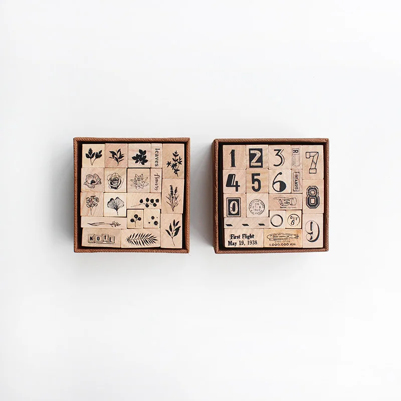 

moodtape vintage Paper boxes wood clear stamp for DIY scrapbooking/photo album Decorative stamp plant Digital rubber stamp seal