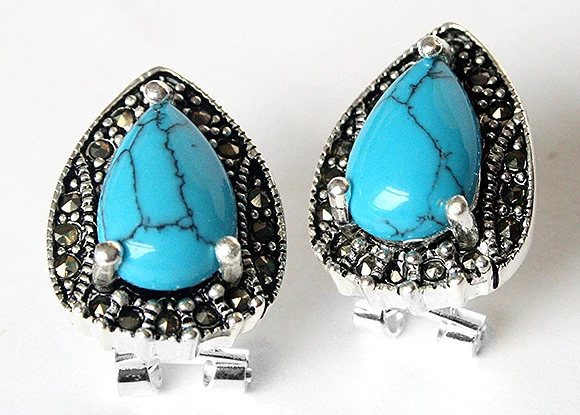 stylish 13*19mm 925 Silver &amp Marcasite Waterdrop Earrings | Украшения и аксессуары