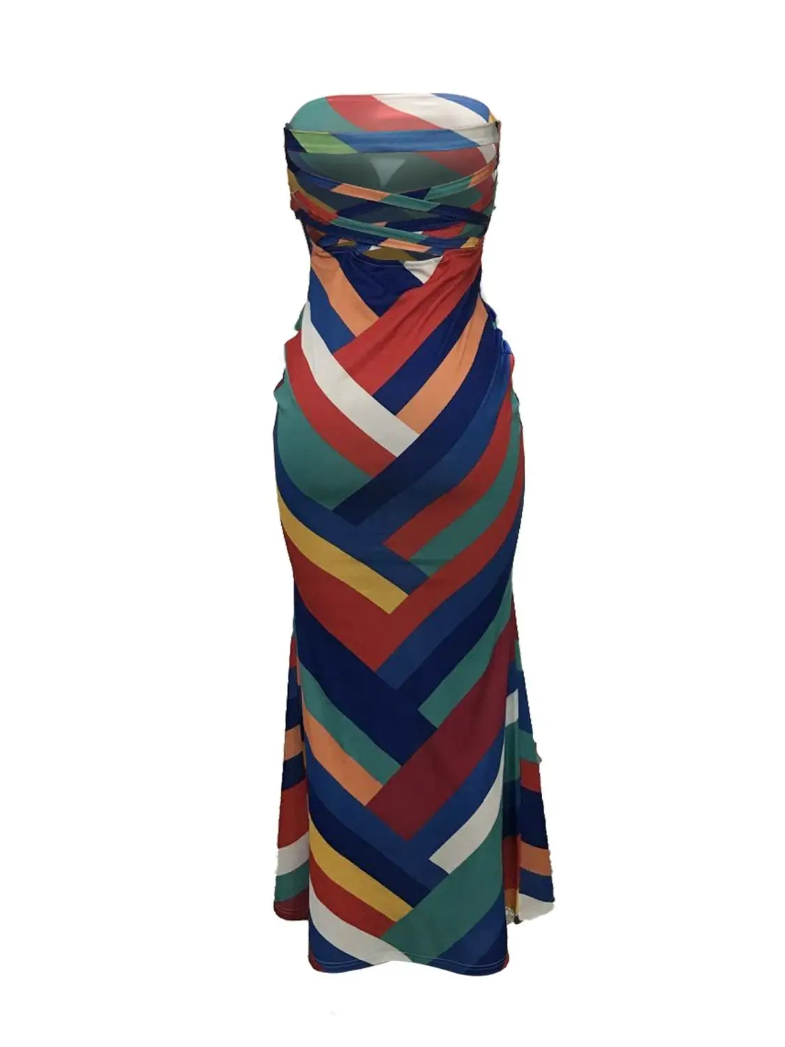 Joiekuno 2019 Striped Fashion Club Full Vestidos Lady High Quality Bodycon Strapless Party Sexy Long dress Women YS6049 | Женская одежда