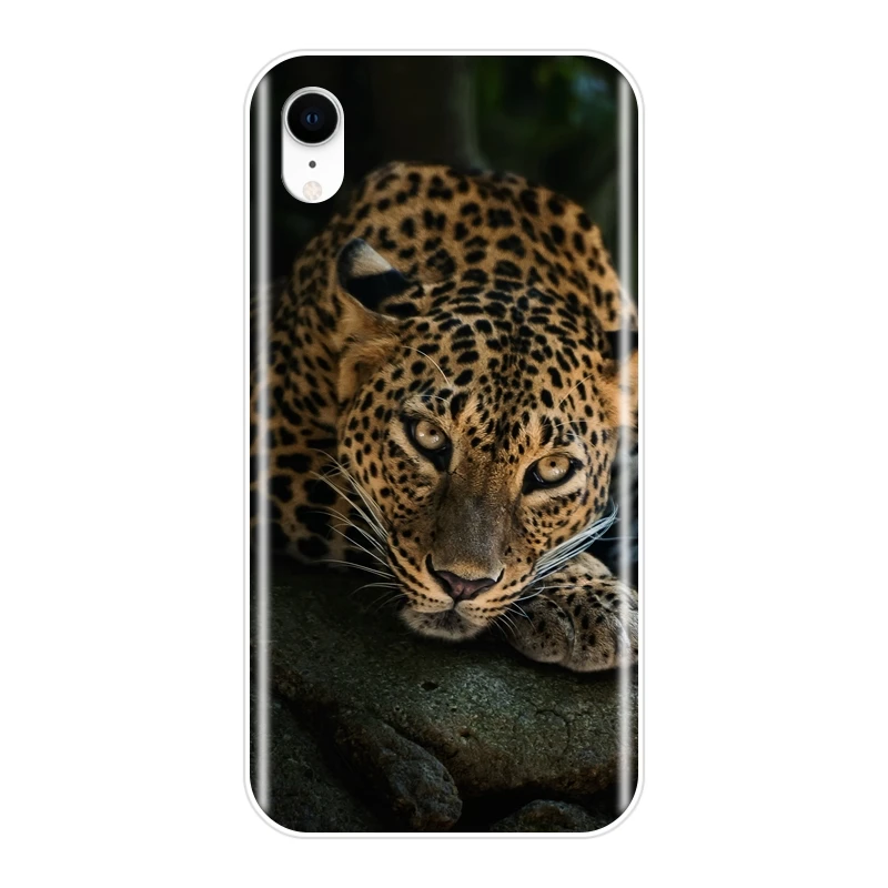 Чехол для телефона силиконовый iPhone 6 S 7 8 X XR XS Max Tiger Leopard Panther Cool Мужская мягкая