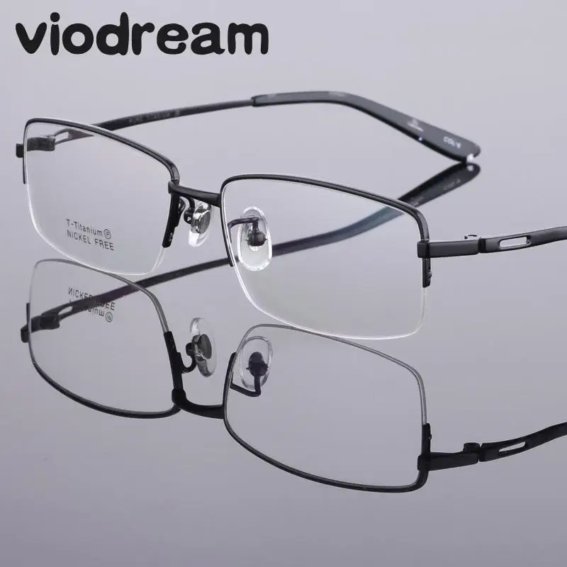 

Viodream New Pure Titanium half Glasses Frame Ultra Light Business Prescription Optical Glasses Spectacle Frame Oculos De Grau