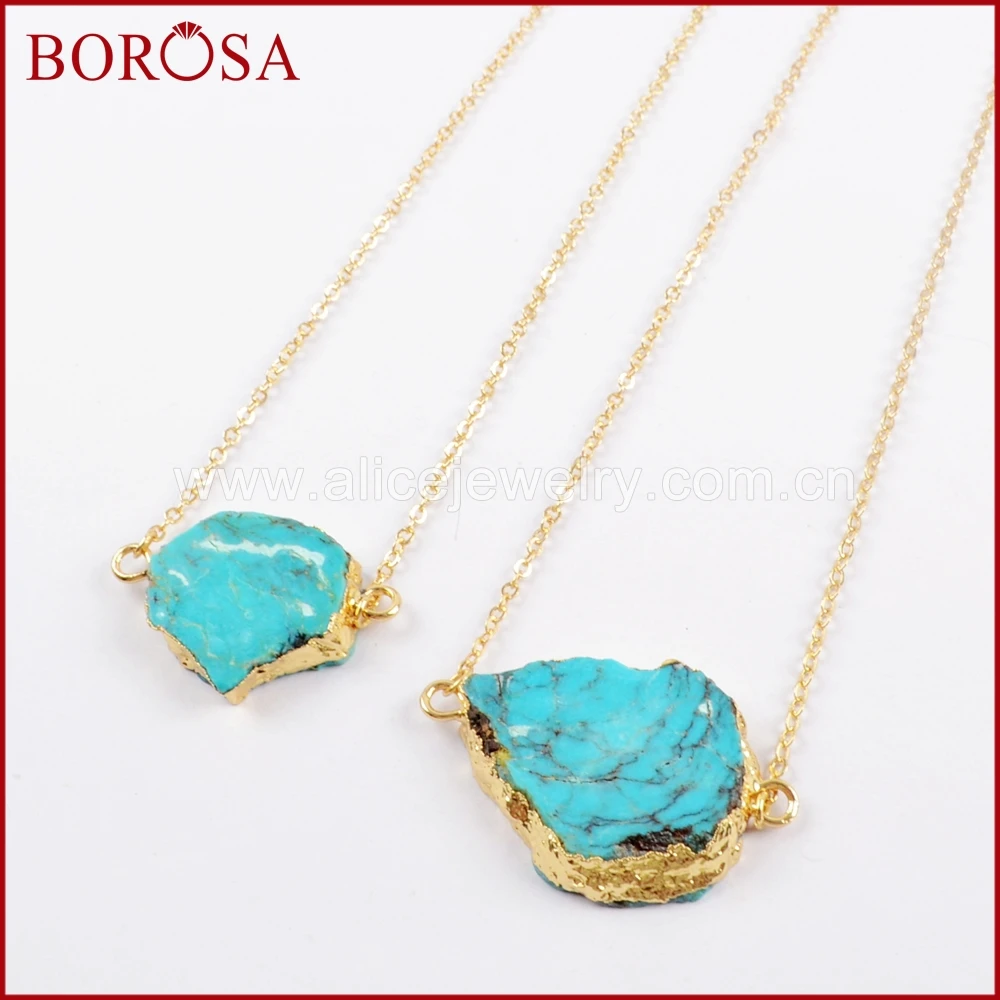 BOROSA 5 шт. Золотой/Серебряный цвет 100% натуральные бирюзы рельефный разъем