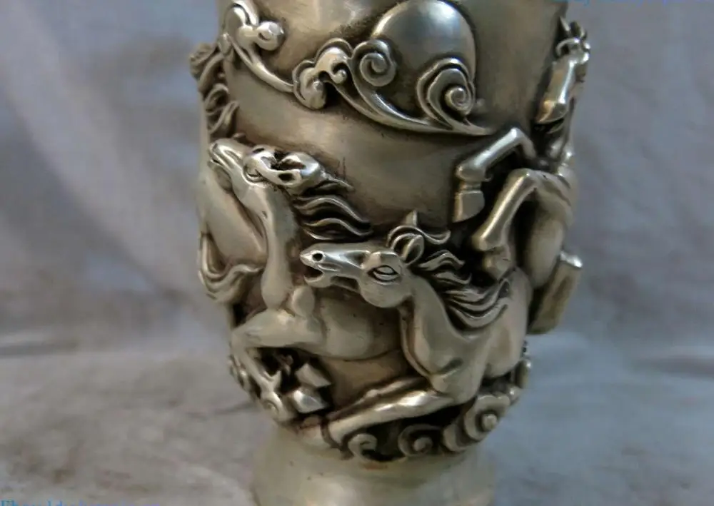 Серебряная скульптура Китай Резной успех сразу после прибытия 8 Статуэтка