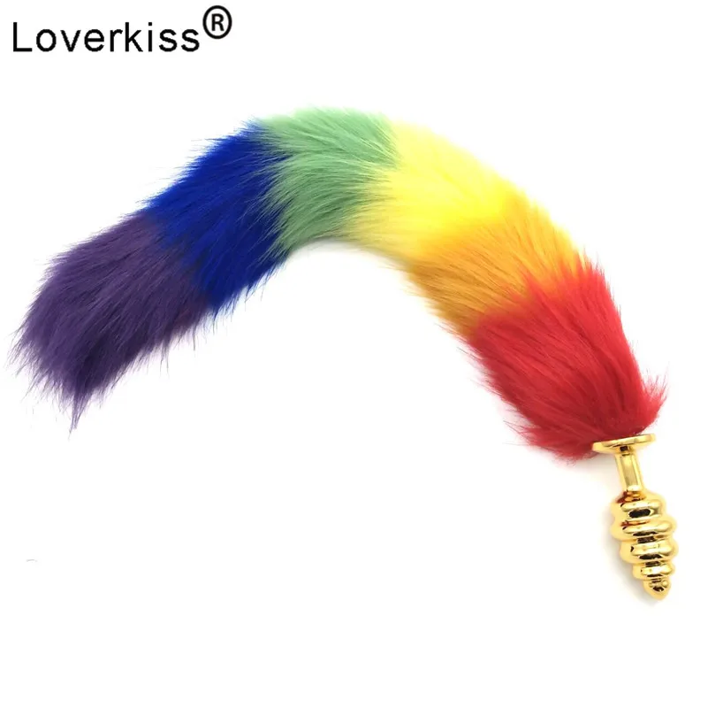 Металлическая Анальная пробка Loverkiss с хвостом анальная лисьим секс игрушки для