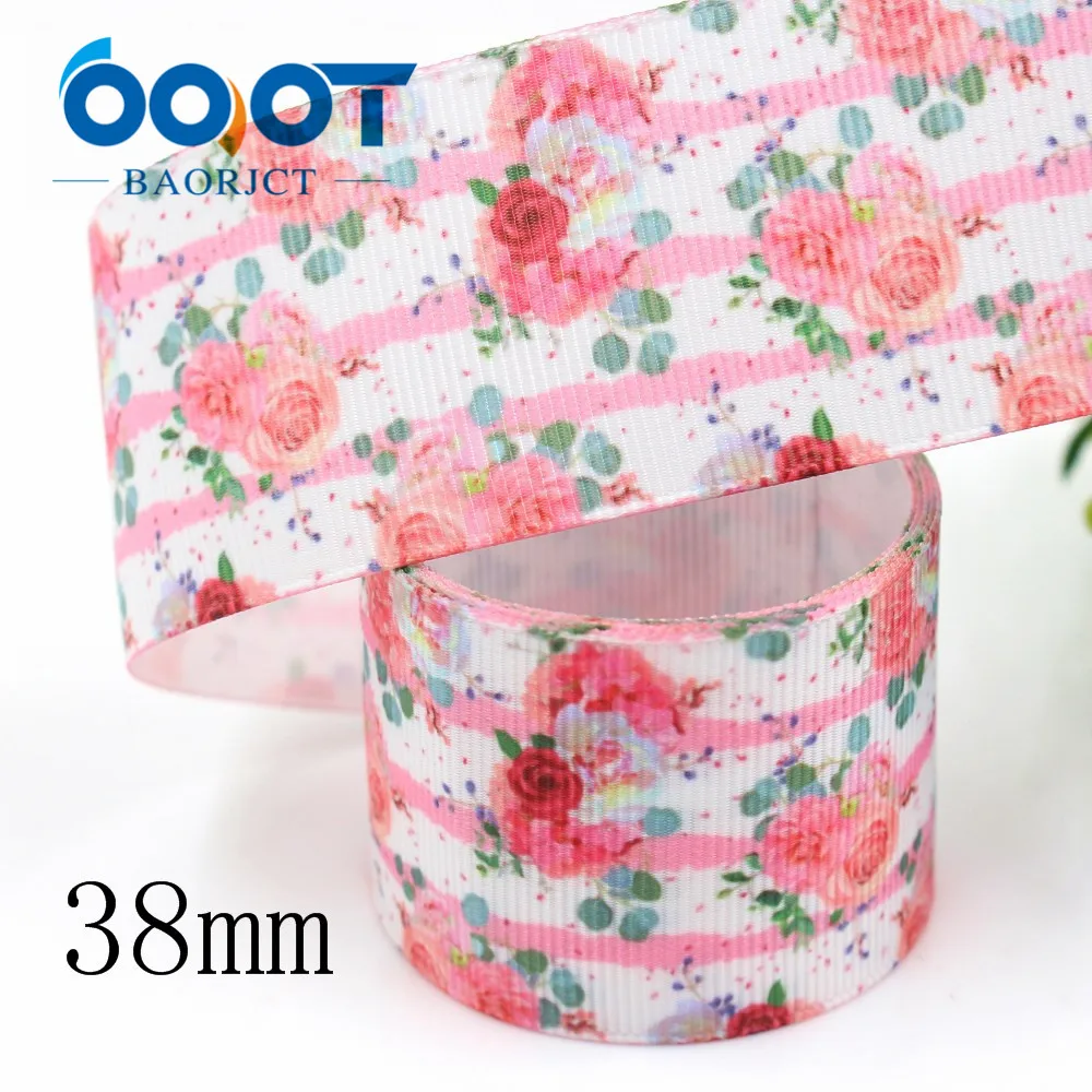 OOOT BAORJCT I-19426-1118 38/75mm 10yards flower Thermal transfer Printed grosgrain Ribbons bow cap accessories and decorations | Дом и сад
