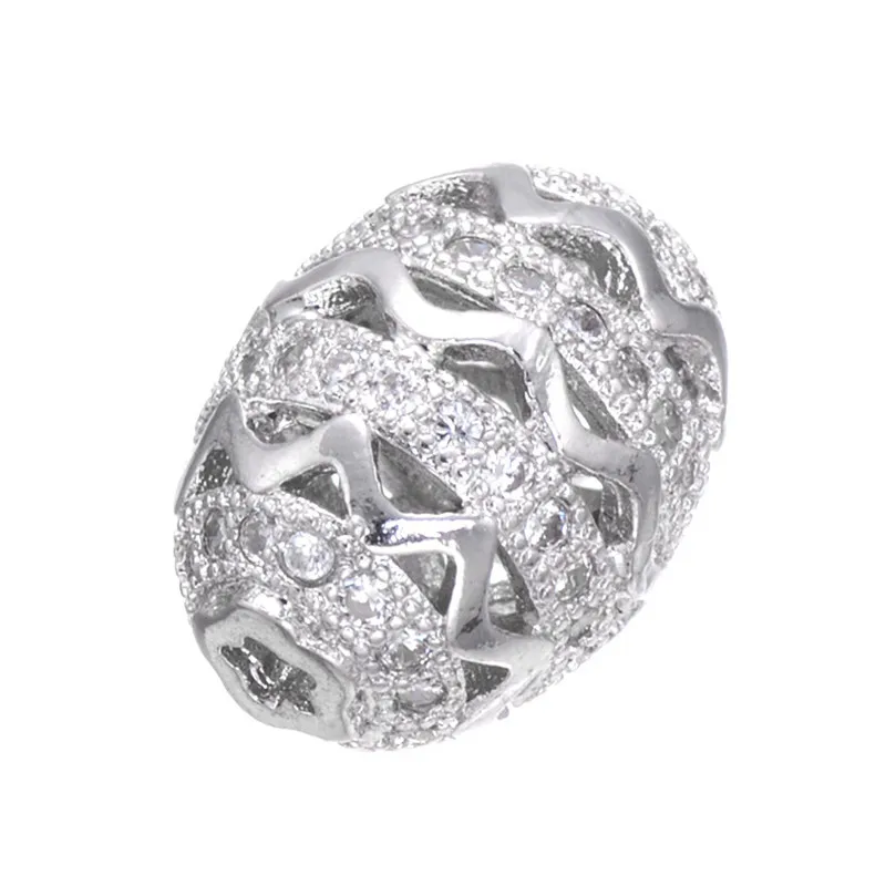 Овальный Серебряный Бисер Очарование Европейский микро проложить Циркон Шарм