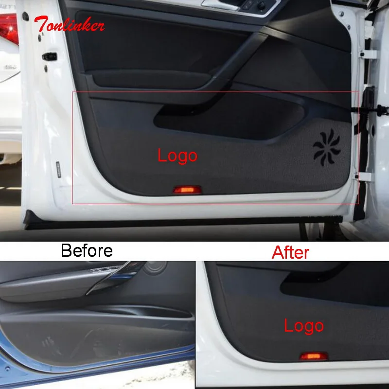 

Tonlinker Inteiror Автомобильная дверь анти-грязный коврик для крышки Наклейки Volkswagen GOLF MK7 автомобильный Стайлинг 4 шт. карбоновые Стикеры для крышк...