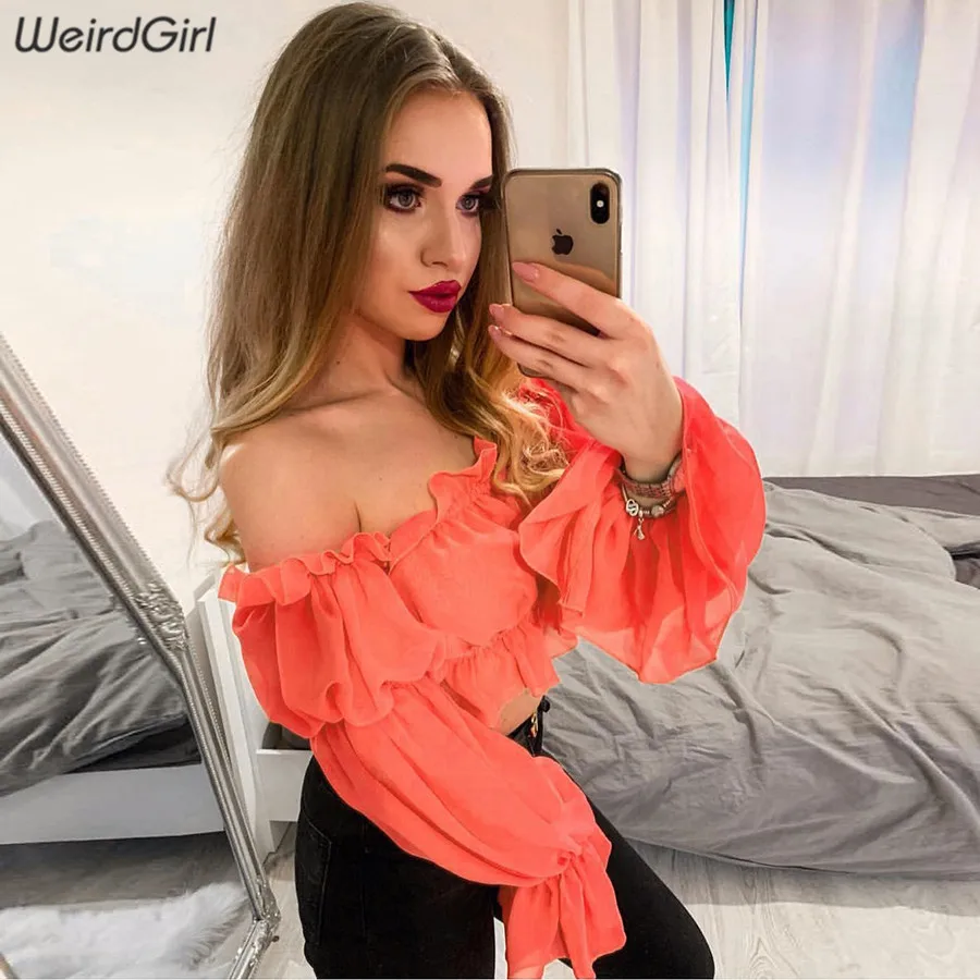 Weirdgirl/женские модные футболки с поясом, с круглым вырезом, неоновые, оранжевые, с бабочкой, женские топы, элегантные, летние, уличные, вечерние, новые