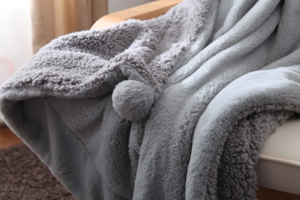 Пушистое плюшевое одеяло из кроличьего меха толстый теплый диван Твин Полный