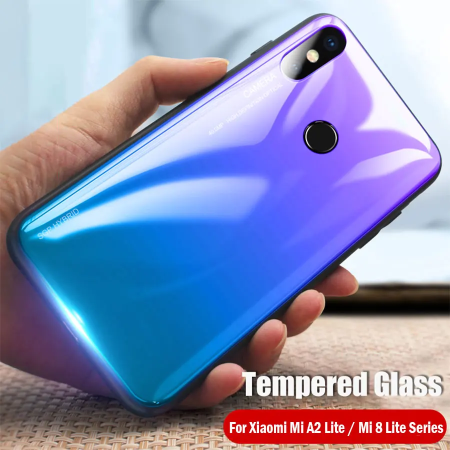 Градиентный чехол из закаленного стекла для Xiaomi Mi A2 Lite задняя крышка стекло 8 Mi8 SE