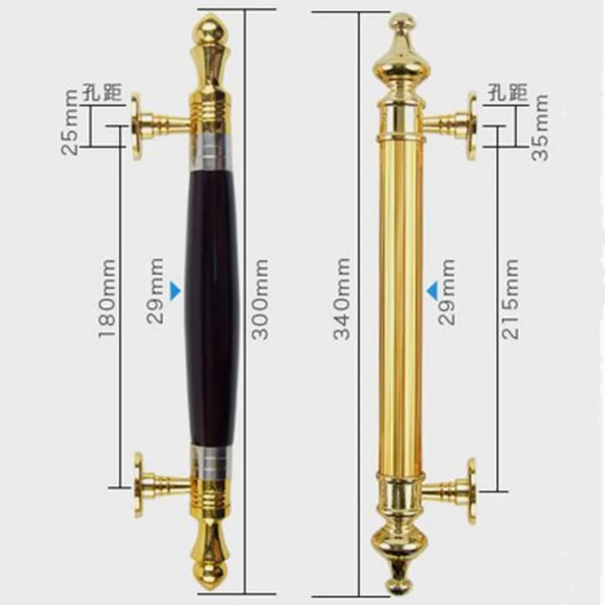 Современная модная разворачивающаяся дверная ручка для больших ворот Золотая