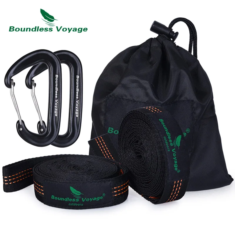 

Boundless Voyage 2 Pack Hammock Straps with 2 Caranbiners Camping Garden Tree Hanging Straps Children Swing Rope Hold 200kg