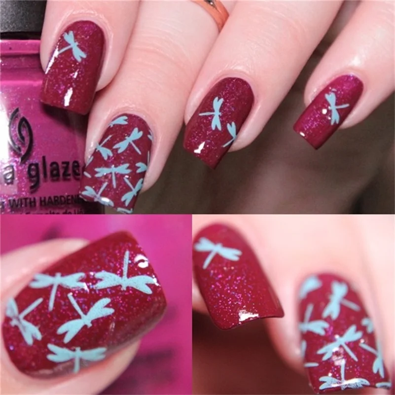 Классическая бабочка стрекоза шаблон для стемпинга нейл арта пластины Pandox AP74|image