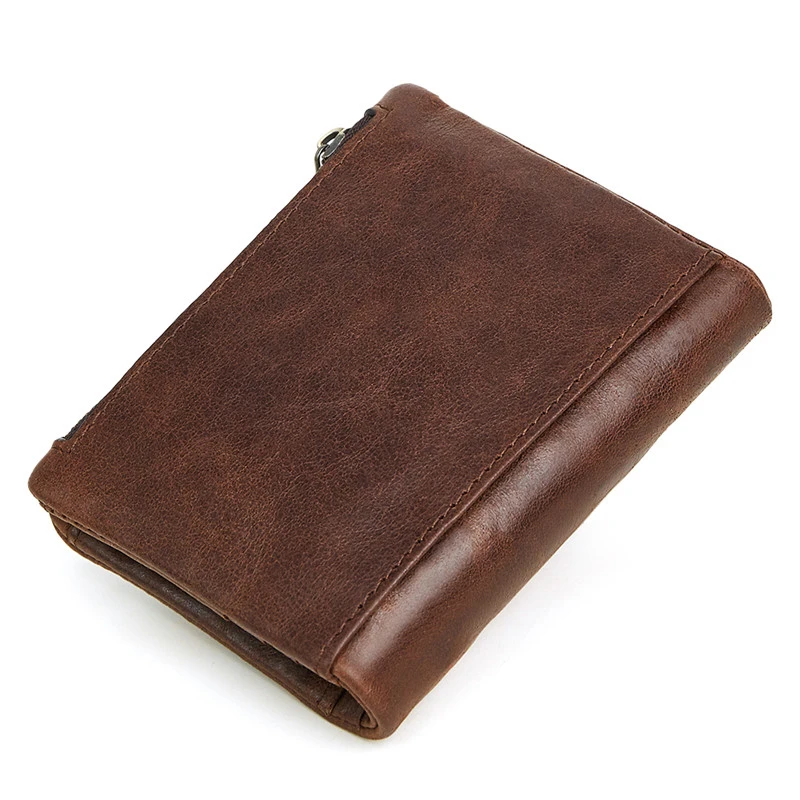 Кошелек мужской из натуральной кожи Крейзи Хорс маленький брендовый бумажник