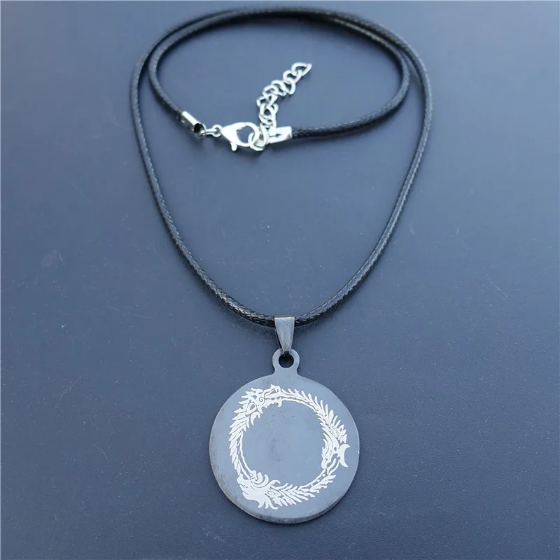 Dragon Skyrim Elder Scrolls Pendant Black Stainless Steel Necklace Fashion Jewelry | Украшения и аксессуары
