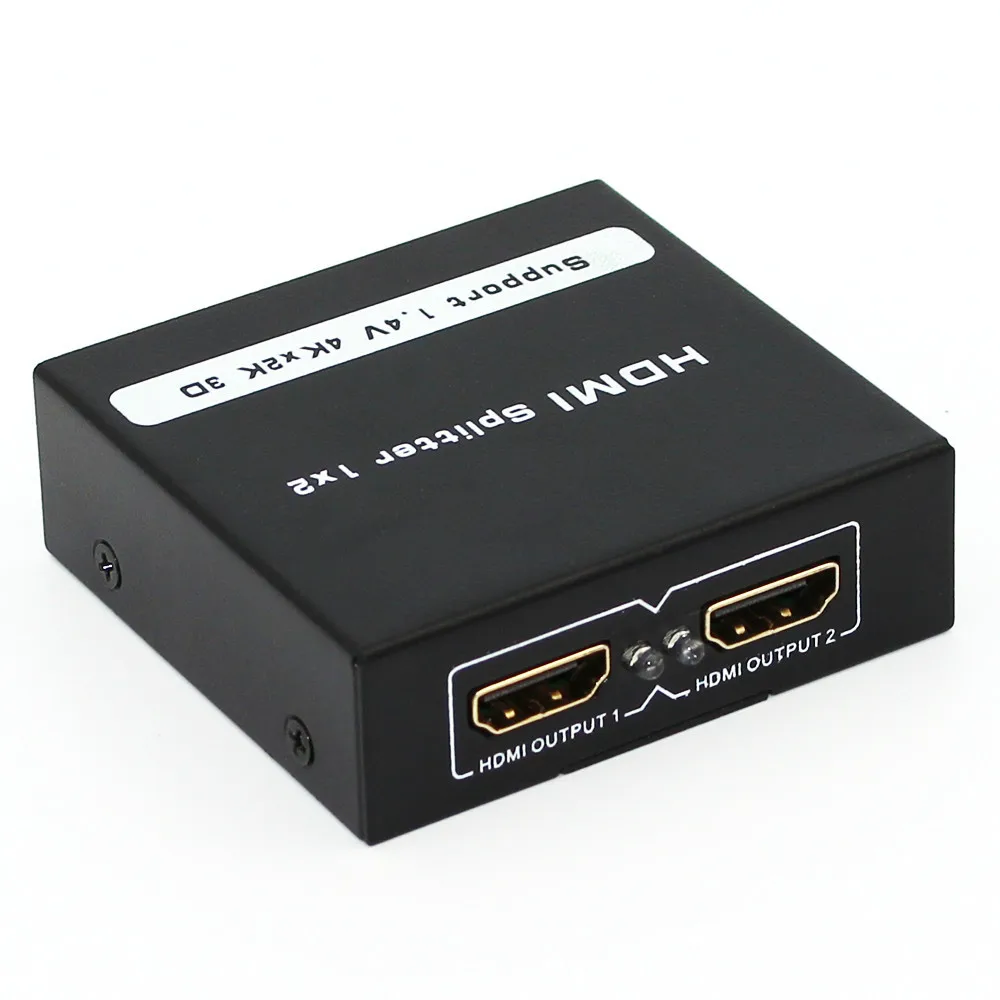 Розничная HDMI сплиттер 1X2 сплит Full HD 1,4 один HDMI вход на 2 HDMI выход с кабелем питания для аудио HDTV 1080P Vedio DVD