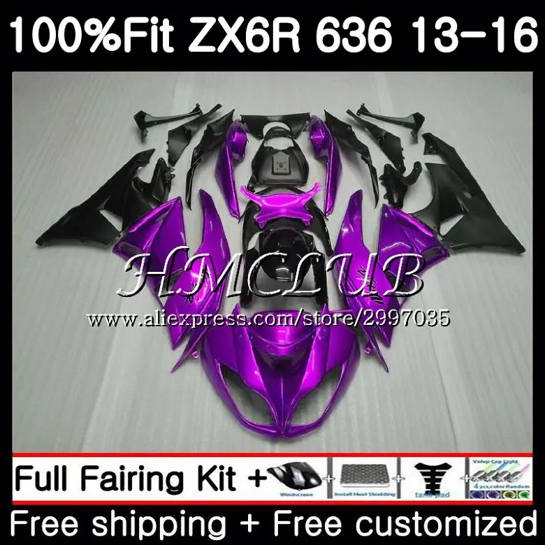 

Injection For KAWASAKI NINJA ZX-636 ZX-6R 2013 2014 2015 2016 52HC.20 ZX 636 600CC ZX 6R glossy purple ZX6R 13 14 15 16 Fairings