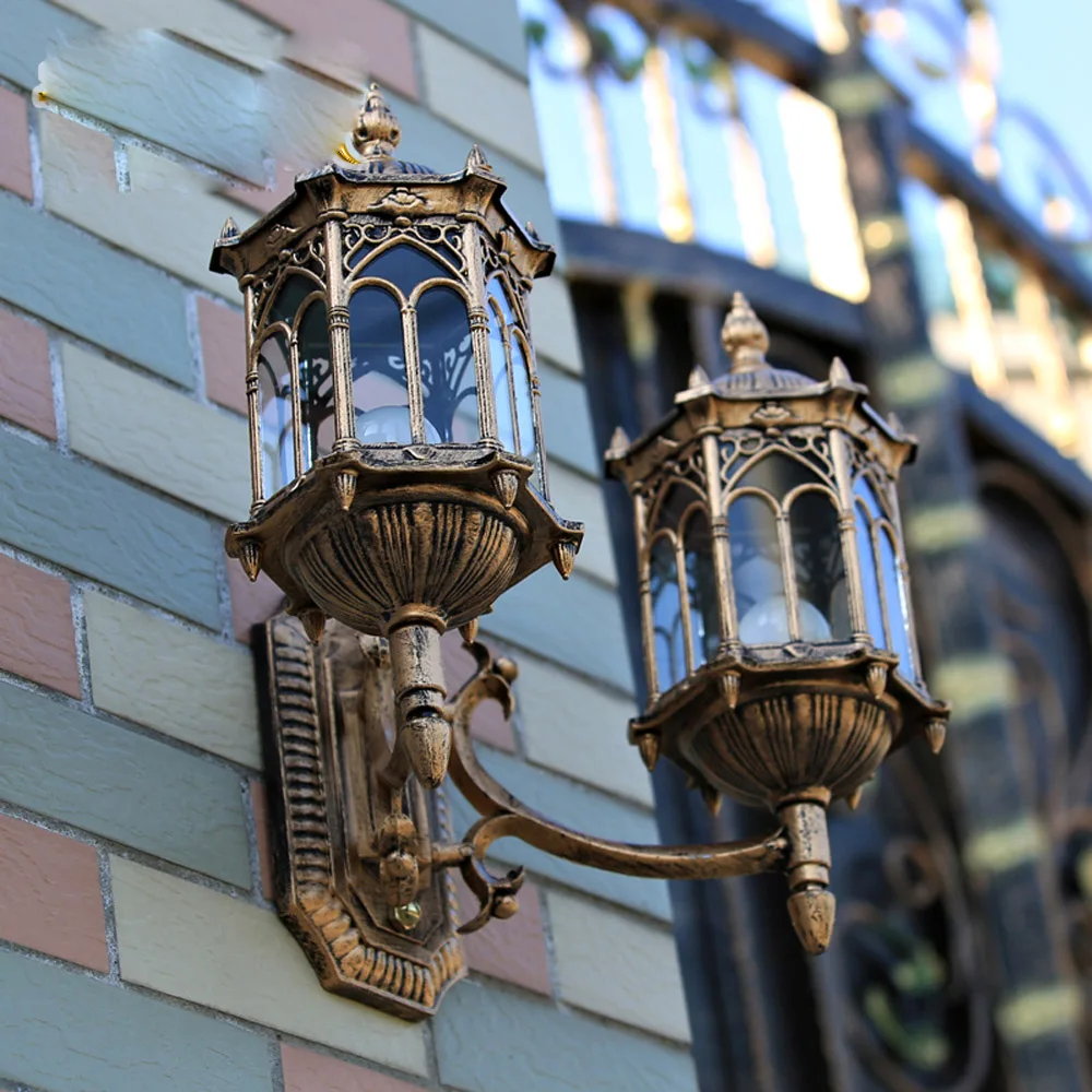 Роскошные Бронзовые винтажные настенные лампы с 2 головками уличные