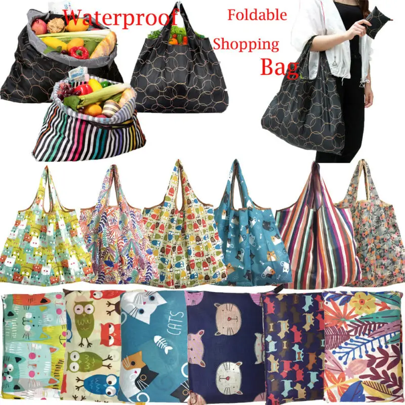 

Foldable Shopping Bag Reusable Tote Bags Grocery Handbag Supermarket Travel Package Large Capacity Shoppers