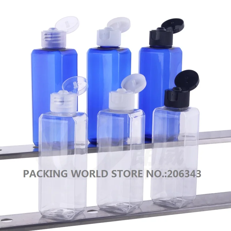 Прозрачная/синяя Квадратная бутылка для домашних животных 100 мл лосьона эмульсии