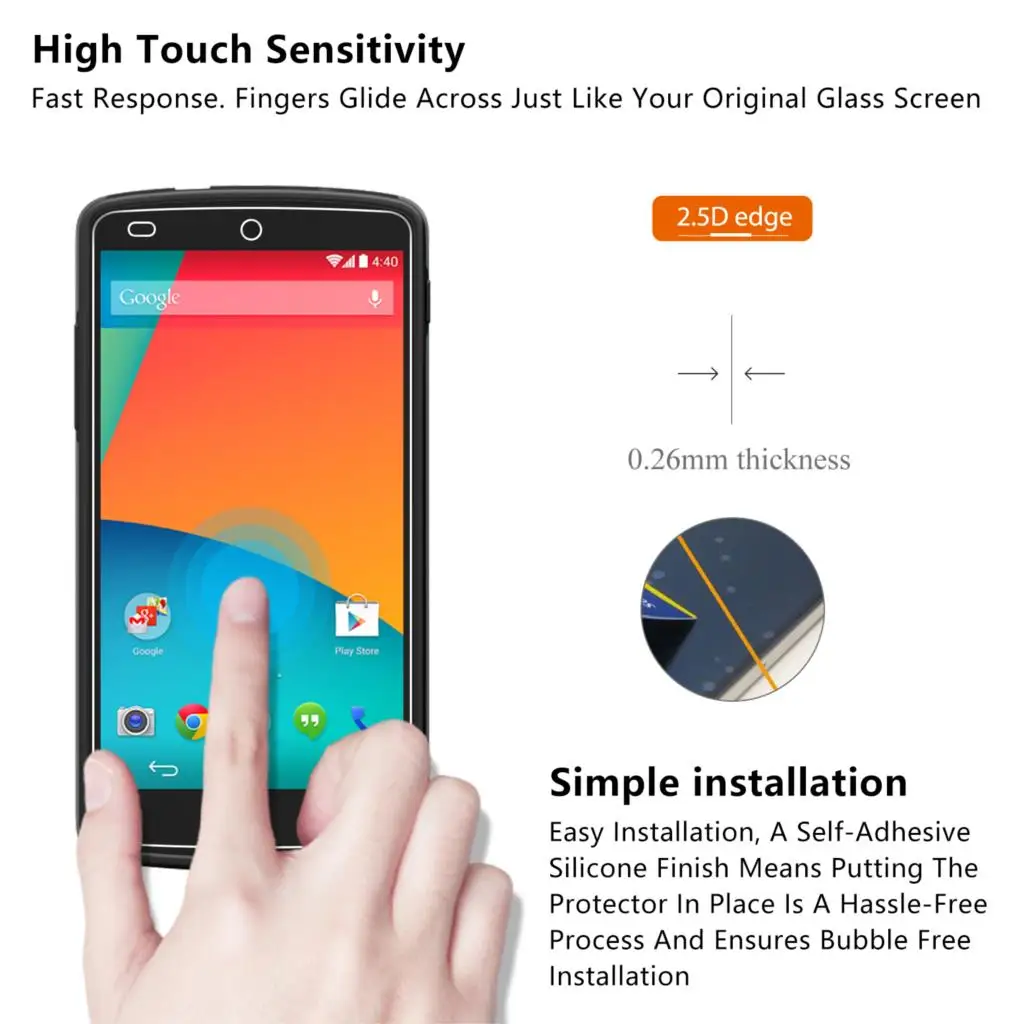 2.5D 0 26 мм 9H Премиум Закаленное стекло Защитная пленка для LG Google Nexus 5 D820 D821 E980 |