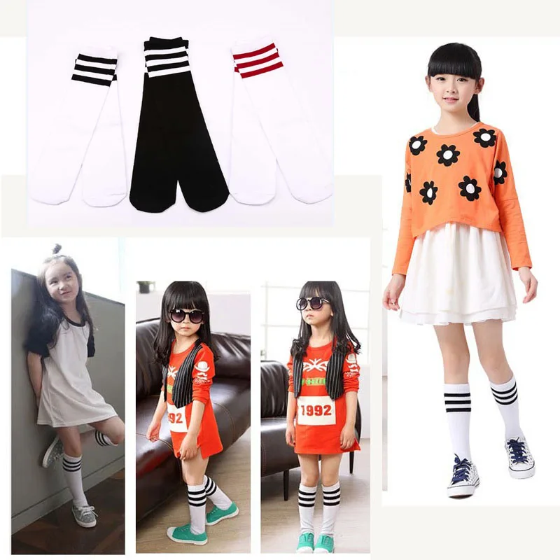 Ребенок мальчик футбольные носки детские в полоску и Цветной радужные гетры из