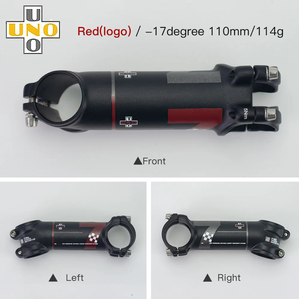 UNO 7050 рулевая колонка велосипеда MTB дорожный велосипед 31,8+/-17 градусов X80-130mm 7/17*70/80/90/100/110/120/130 мм велосипед Велоспорт Запчасти для велосипедов - Цвет: 17 degree 110mm 114g