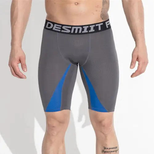 DESMIIT шорты для бега, мужские компрессионные колготки, шорты для спорта на открытом воздухе, для пробежек, фитнеса, тренажерного зала, шорты, Мужская мягкая дышащая спортивная одежда - Цвет: Dark Gray