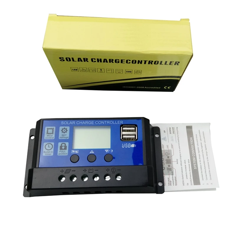 12V/24V 10A Солнечный Зарядное устройство контроллера ЖК-дисплей PWM Напряжение блок