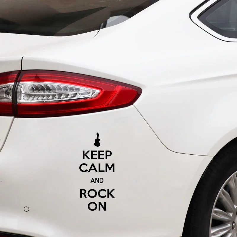 YJZT 6.5CM*14.3CM Keep Calm and Rock On Guitar Music Vinyl Black/Silver Car Sticker C22-0707 | Автомобили и мотоциклы