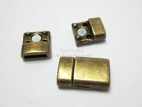 Флюоресцентная бронзовая застежка 10x2 мм для изготовления плоских кожаных