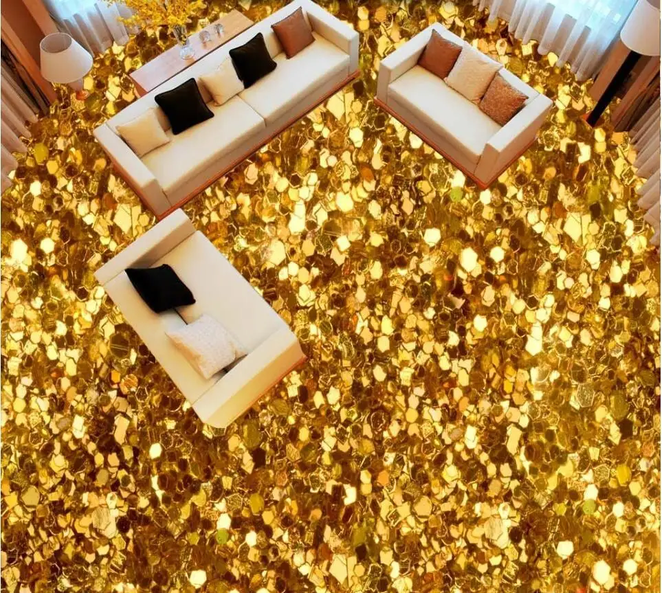 Beibehang 3D Великолепный золотой пол трехмерного пола Пользовательские крупномасштабные фрески ПВХ водонепроницаемый утолщенной носить