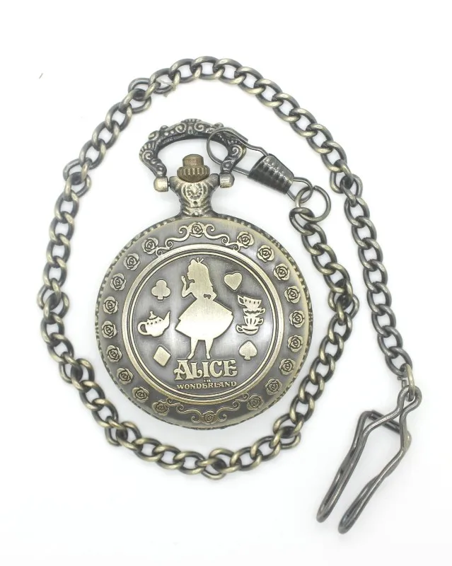 (DH202) Старинные Бронзовые Алисы в стране чудес дизайн ожерелье кварцевые