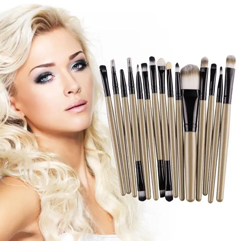 MANNAGE 15Pcs 7 Colors 1 sets Complete Makeup Brushes Set Facial Powder Lip Eyeliner Brush Cosmetic Make up Beauty Tools | Красота и