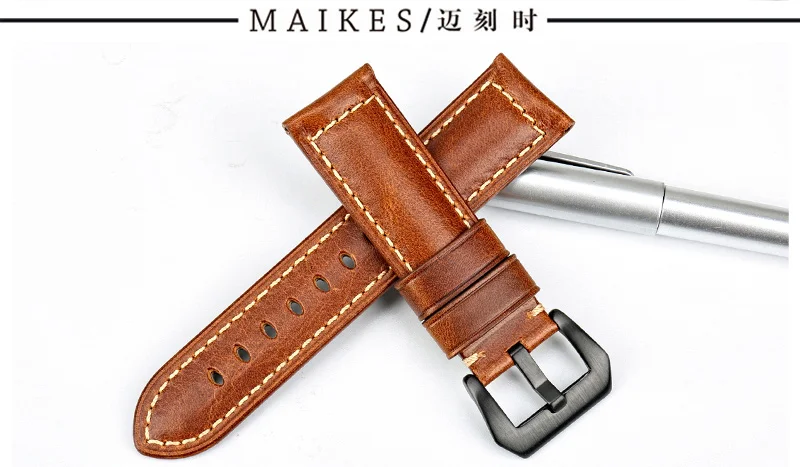 MAIKES винтажный итальянский кожаный ремешок для часов 22 мм 24 мм 26 мм Ремешки для наручных часов аксессуары для часов Fossil ремешок для часов