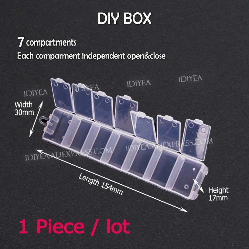 Хранение в коробке DIY с 7 отделениями для аксессуаров для маникюра, ювелирных изделий, бисера, ремесленных изделий - переносной органайзер-контейнер.