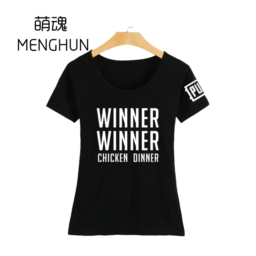 lady t shirt 2 Крутой мир хит FPS игровой плеер unknown's Battlegrounds футболки победитель PUBG курица ужин футболки ac671 - Цвет: lady t shirt 2