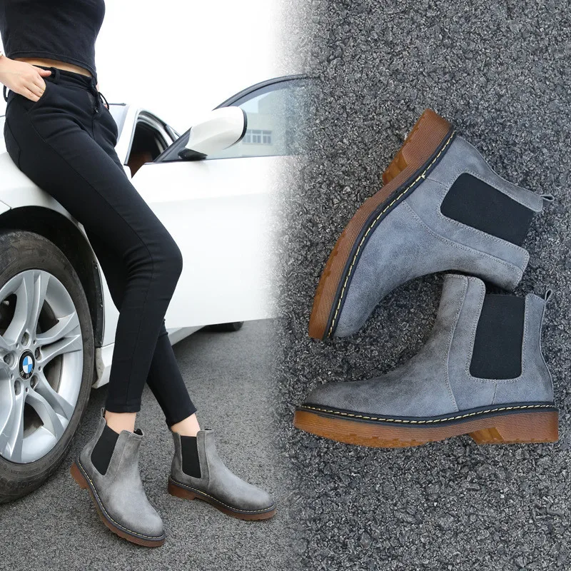 Fashion Autumn Shoes Woman Martin Boots Casual Outdoor Slip-On Spring Ankle For Women Zapatos De Mujer | Обувь