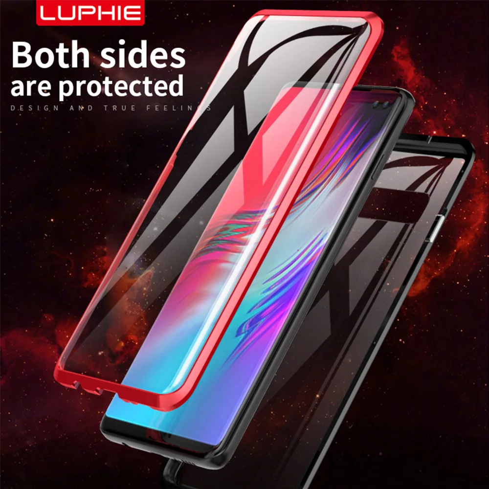 Магнитный чехол Luphie для Samsung Galaxy S10 Plus закаленное стекло 9H S10e S9 S8 Note 9 8 полностью