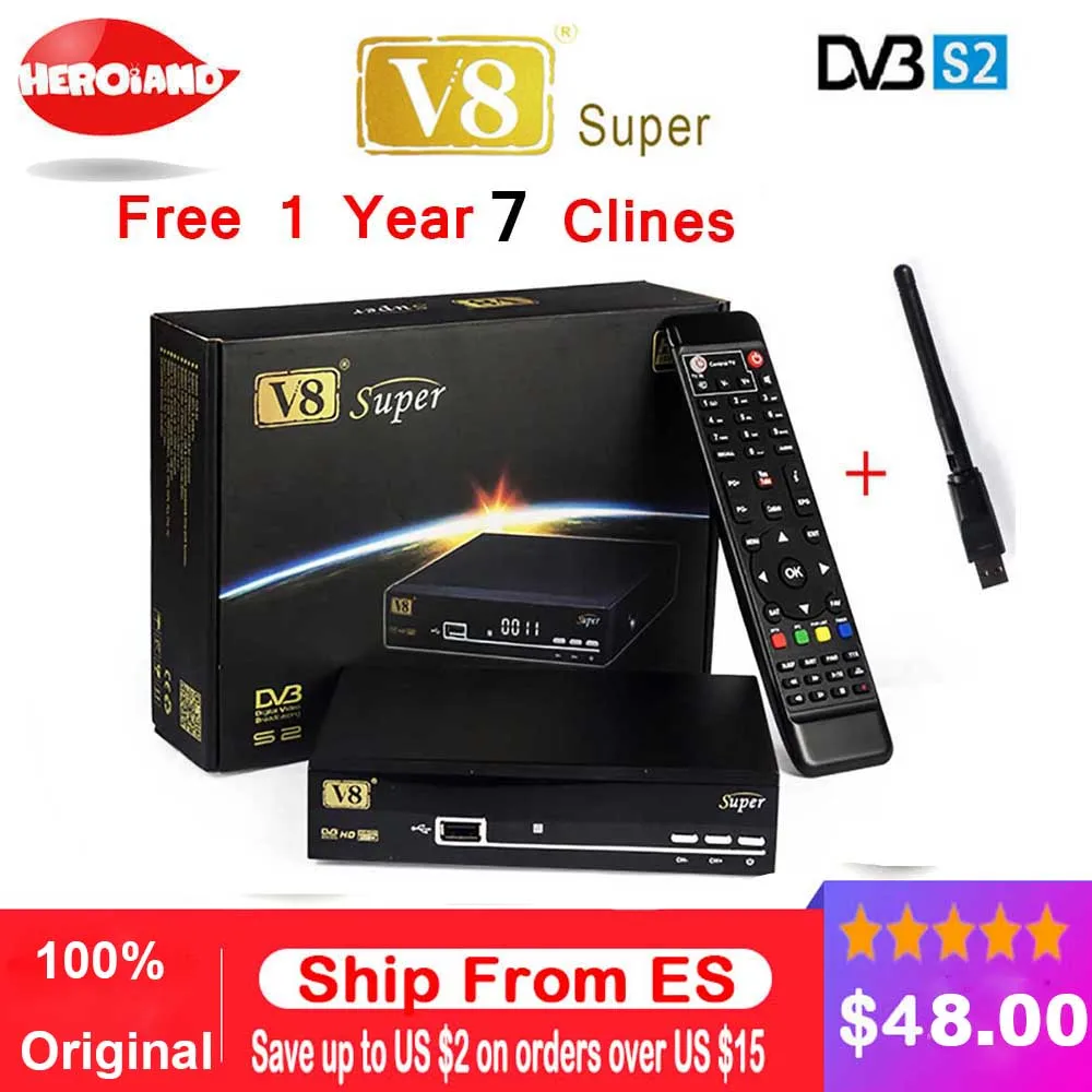 V8 супер рецептор DVB-S2 спутниковый ресивер Full 1080P HD FTA спутниковый декодер+ USB wifi Поддержка Biss ключ newcam 3g IPTV Youporn