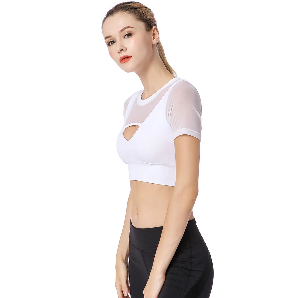 LT068002 2018 New Pro Sports Bras Women Reflective Safety Vest Simless Yoga Lady Trainning Tank Tops Female Mesh Hollow Out | Спорт и