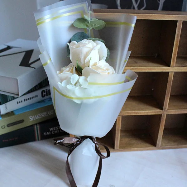 Champagne rose 3 шт. новое мыло букет цветов подарок для влюбленных подарок для учителя искусственное мыло для ванны Гвоздика Подсолнух подарок для друзей Свадебная вечеринка Декор - Цвет: Champagne rose