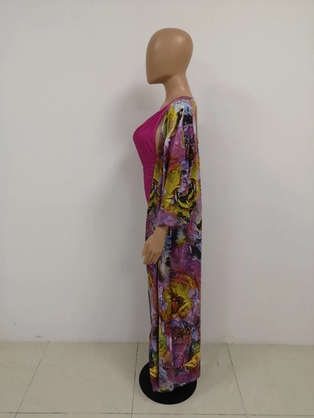 European and American digital printing chiffon tricolor bikini underwear long sleeve cape coat H9524 |