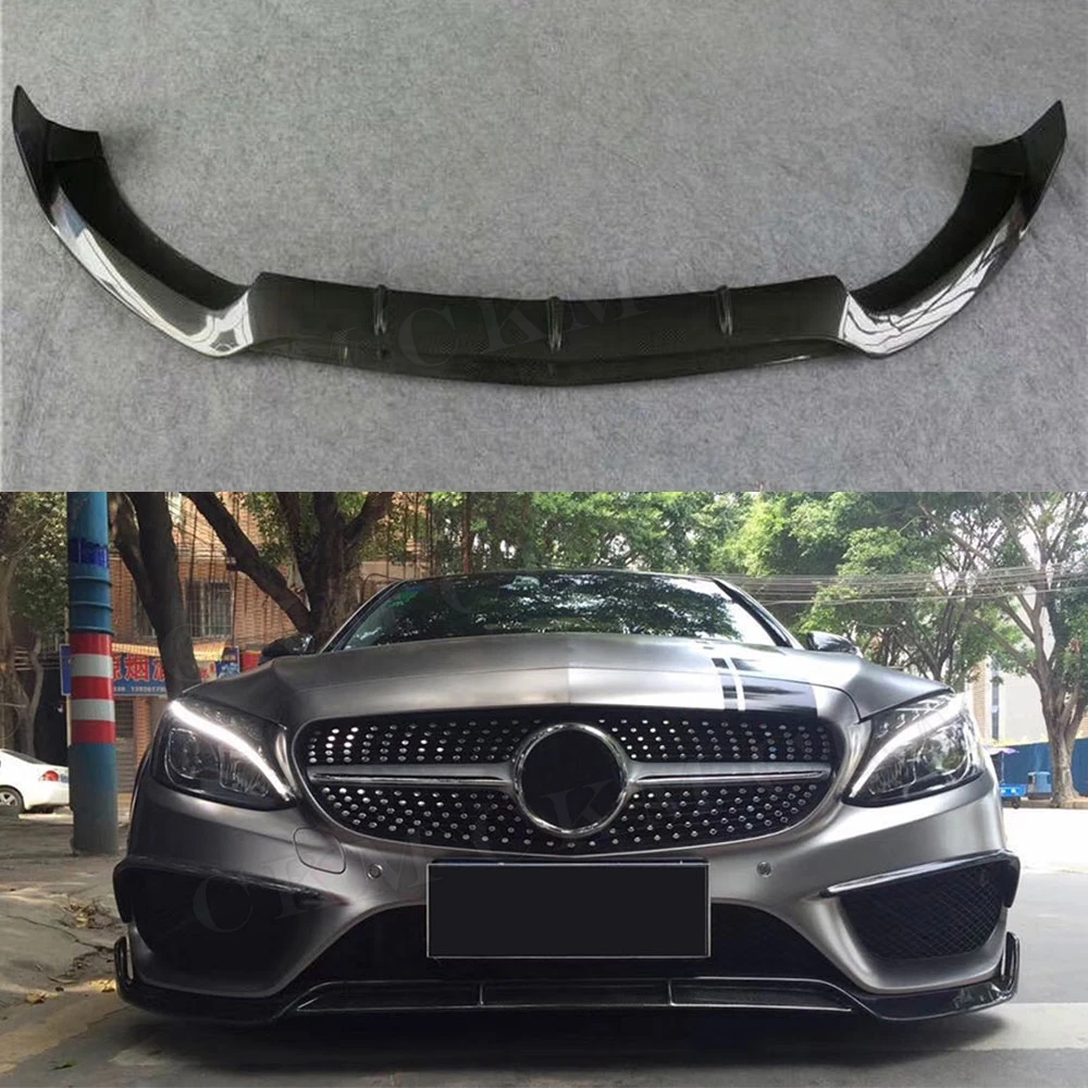 Передний бампер из углеродного волокна класса C спойлер для Mercedes Benz W205 спортивный