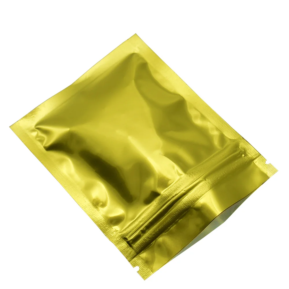 100pcs/lot Heat Seal Aluminum Foil Zip Lock Bags Food Grade Packing Bag Resealable Gold Mylar Package | Дом и сад